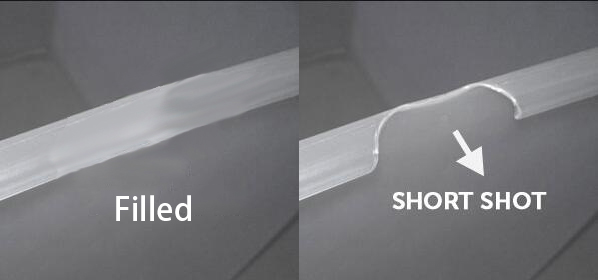Short shot defect on injection molded plastic products
