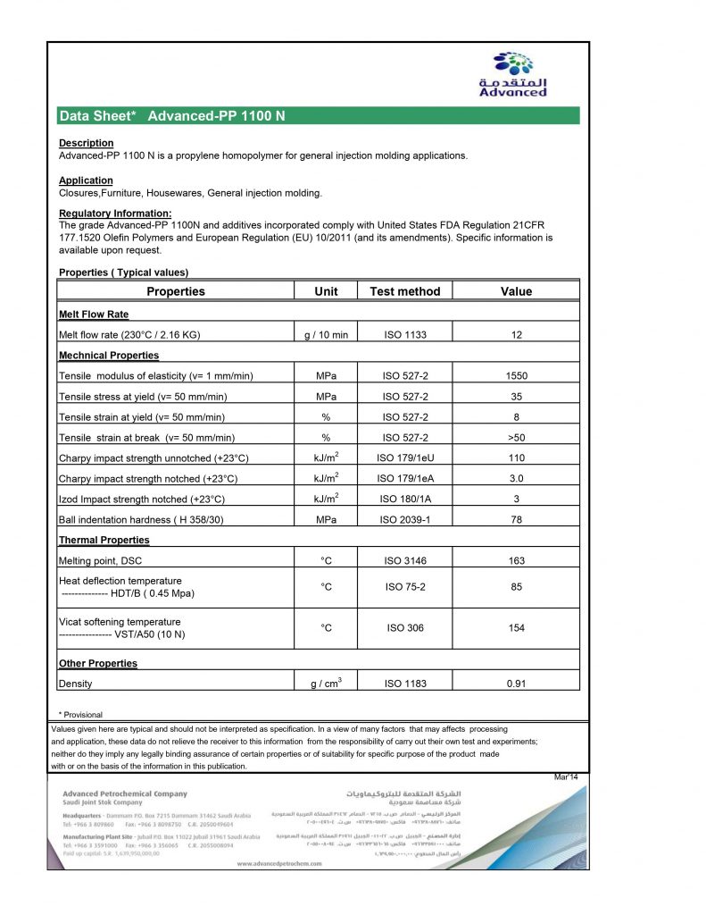 PP 1100N technical specifications