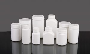 White HDPE plastic bottle