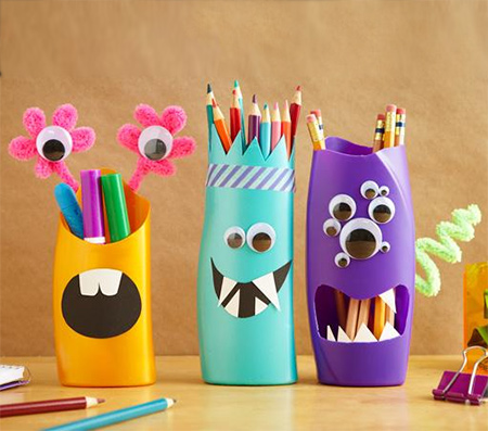 Pencil holder from plastic bottles